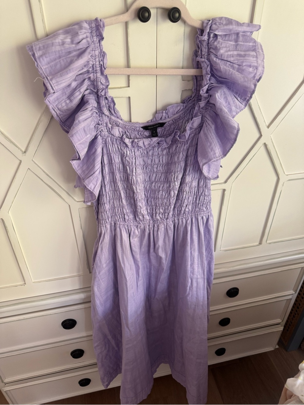 Banana Republic Lavender Ruffle-Sleeve Midi Dress